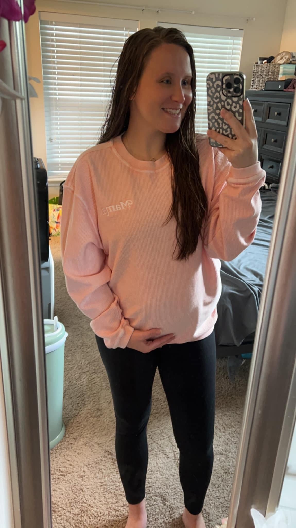 Blush Corded Sweatshirt - Embroidered - Mama - (Italic)