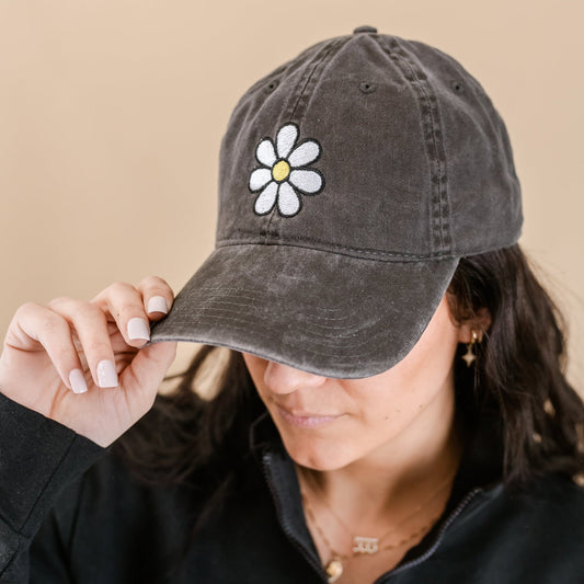 Adult Size - DAISY - Heather Black Baseball Cap